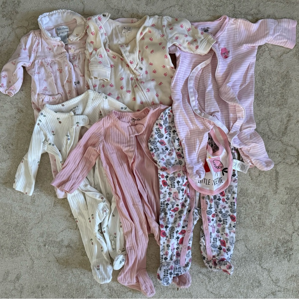 Baby Girls Footie Pajamas Bundle 0-3m | 6pcs.